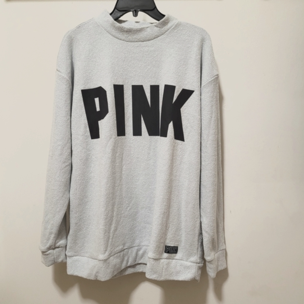 New VS PINK Mock Stadium Terry Tunic Pullover